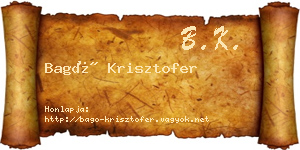 Bagó Krisztofer névjegykártya